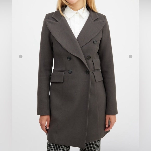 Smythe Grey Wool Double Breasted Coat in gray size 2 - Picture 1 of 11